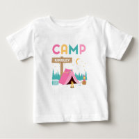 Modern Pink Girls Camping Themed Birthday