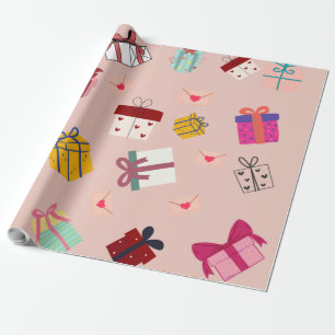 Modern pink girly birthday wrapping paper