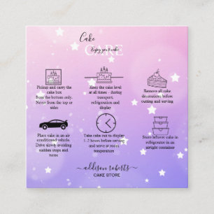 Modern Pink Girly Gradient Cake Care Square Busine Business Card