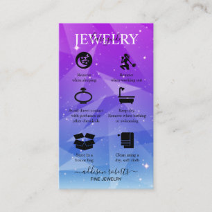 Modern Pink Girly Gradient Jewellery Care Business Card