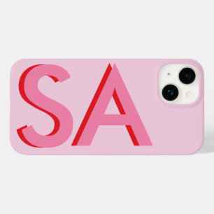 Modern pink girly initial minimal monogram Case-Mate iPhone 14 case