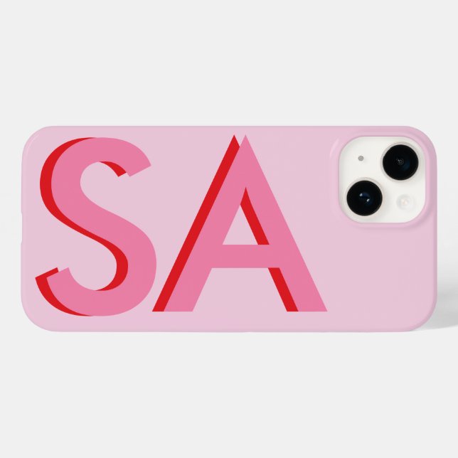 Modern pink girly initial minimal monogram Case-Mate iPhone case (Back (Horizontal))