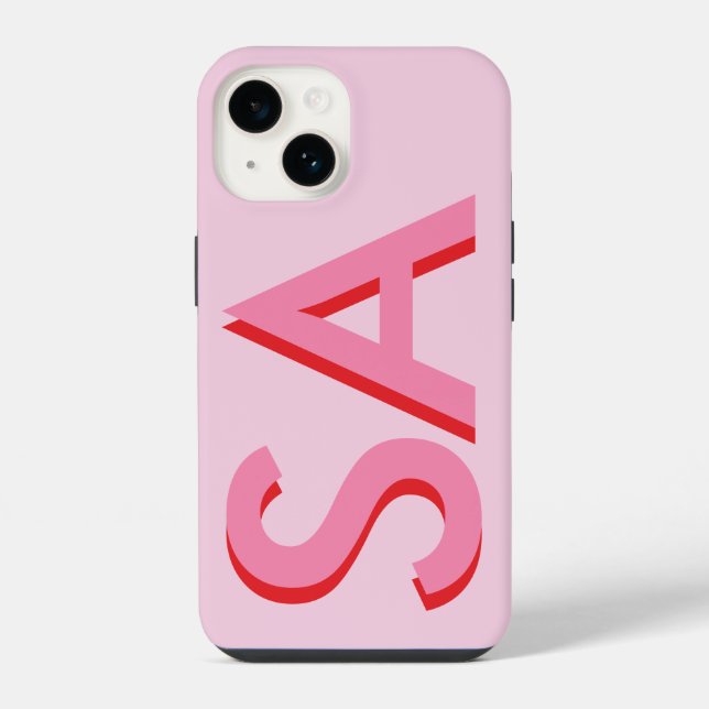 Modern pink girly initial minimal monogram iPhone case (Back)