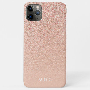 Modern pink girly monogram personalised glitter iPhone 11 pro max case
