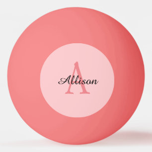 Modern Pink Girly Monogram Personalised Name Ping Pong Ball