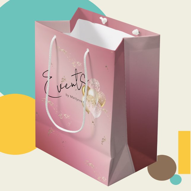 Modern Pink Glitter Balloons Promo Gift Bag (Creator Uploaded)