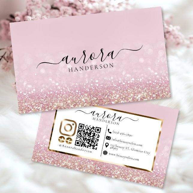 Modern Pink Glitter Business Card (Creator Uploaded)