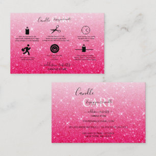 Modern Pink Glitter Candle Care Business Card