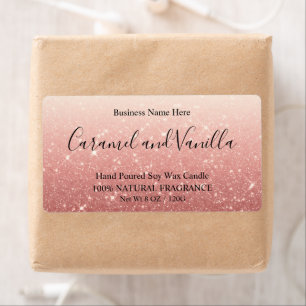 Modern Pink Glitter Candles Label