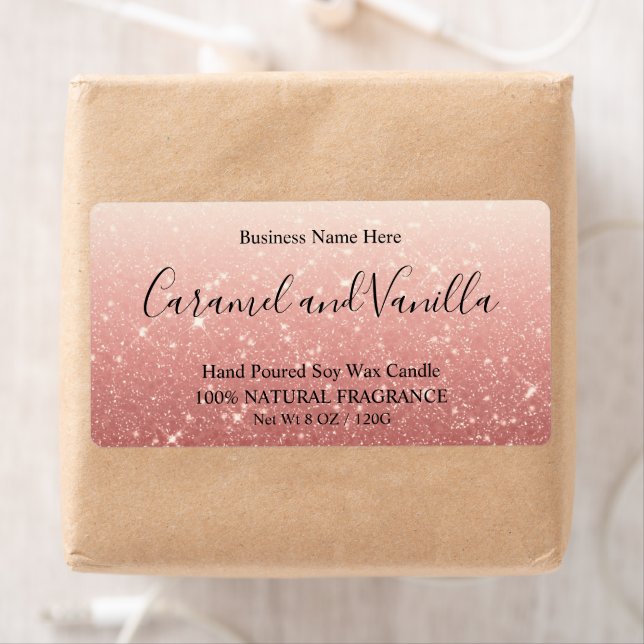 Modern Pink Glitter Candles Label (Insitu)