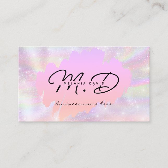 Modern Pink Glitter Custom Monogram QR Code Girly Calling Card (Front)