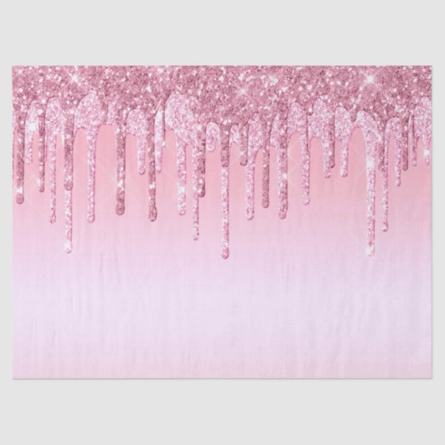 Modern Pink Glitter Drips Graphic Tissue Paper (Front)