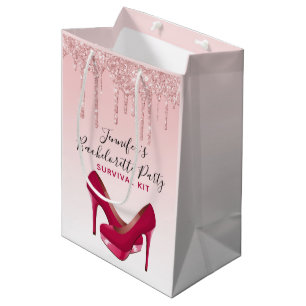 Modern Pink Glitter Drips & High Heels Medium Gift Bag