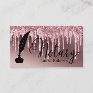Modern Pink Glitter Loan Signing Agent Busine Business Card