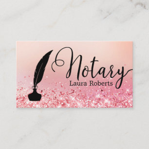 Modern Pink Glitter Loan Signing Agent Business Card