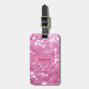 Modern Pink Glitter Luggage Tag