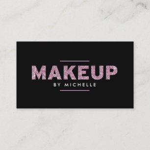 Modern Pink Glitter Makeup Artist Business Card
