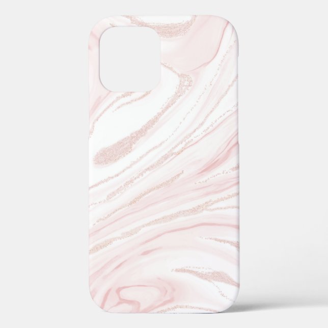 Modern Pink Glitter Marble Case-Mate iPhone Case (Back)