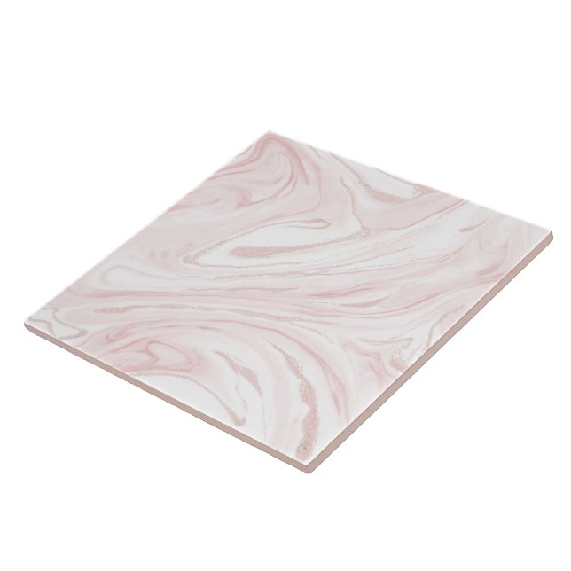 Modern Pink Glitter Marble Ceramic Tile (Side)