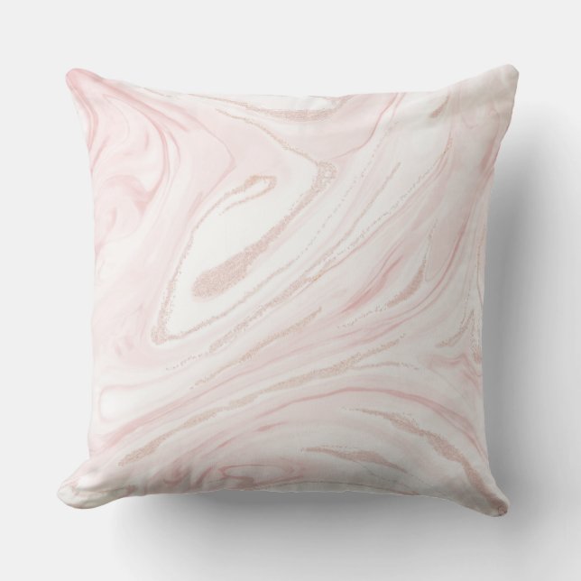 Modern Pink Glitter Marble Cushion (Front)