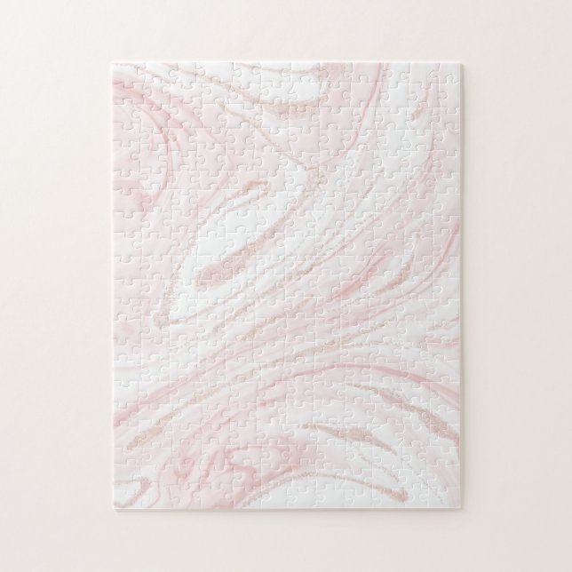 Modern Pink Glitter Marble Jigsaw Puzzle (Vertical)