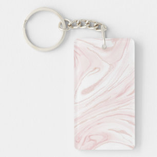 Modern Pink Glitter Marble Key Ring