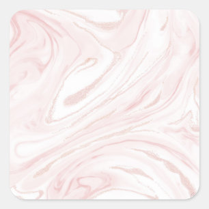 Modern Pink Glitter Marble Square Sticker