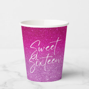 Modern Pink Glitter Pattern ombre Paper Cups