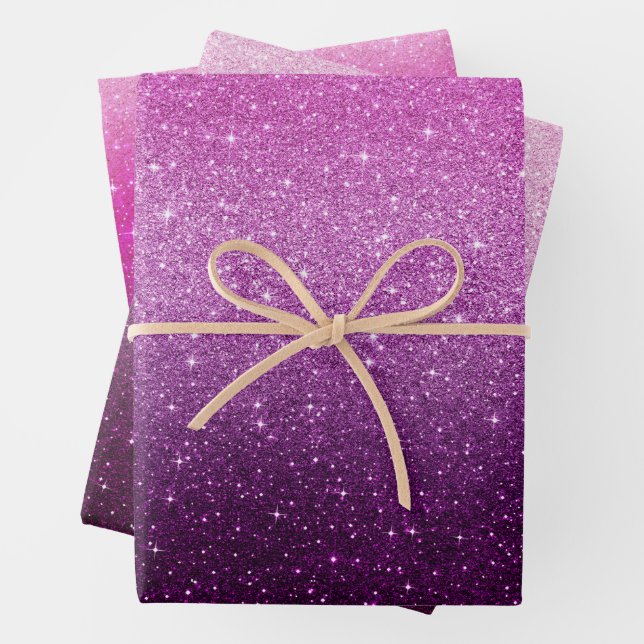 Modern Pink Glitter Pattern ombre Wrapping Paper Sheet (In situ)