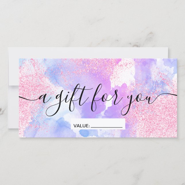 Modern pink glitter purple watercolor script gift (Front)