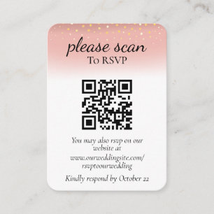 Modern Pink Glitter RSVP with QR Code Enclosure Card