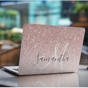 Modern Pink Glitter Sparkles Personalised Name HP Laptop Skin