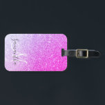 Modern Pink Glitter Sparkles Personalised Name Luggage Tag<br><div class="desc">Modern Pink Glitter Sparkles Personalised Name</div>