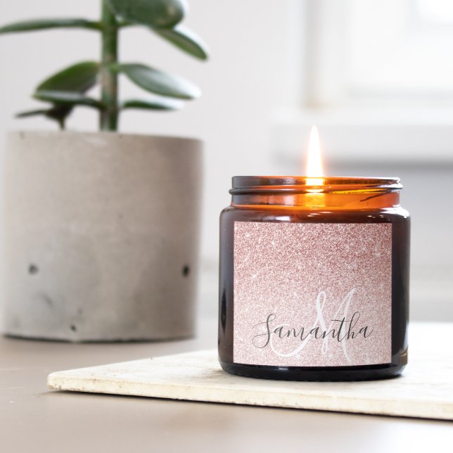 Modern Pink Glitter Sparkles Personalised Name Square Sticker (Creator Uploaded)