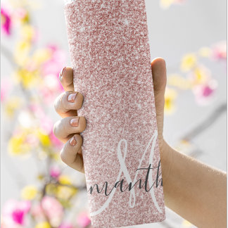 Modern Pink Glitter Sparkles Personalised Name Thermal Tumbler