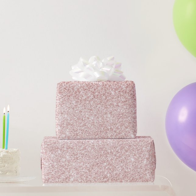 Modern Pink Glitter Sparkles Personalised Name Wrapping Paper (Party Gifts)