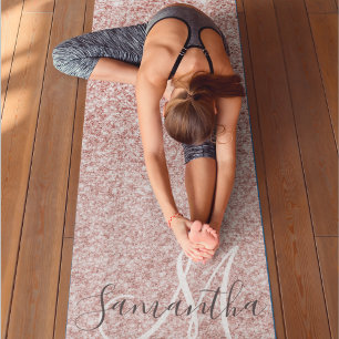 Modern Pink Glitter Sparkles Personalised Name Yoga Mat