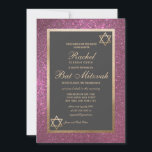 Modern Pink Glitter Thick Border Bat Mitzvah Invitation<br><div class="desc">This elegant, simple, and modern Bat Mitzvah invitation is perfect for a classy and stylish event. It features a faux printed gold foil frame and sparkly dark pink glitter border and black background. It's chic, luxe, pretty, and unique; the perfect choice for your special day. ***IMPORTANT DESIGN NOTE: For any...</div>
