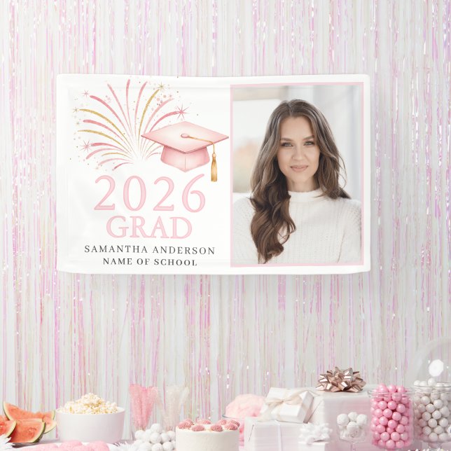 Modern Pink Gold 2026 Grad  Banner (Creator Uploaded)