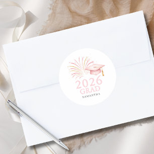 Modern Pink Gold 2026 Grad Classic Round Sticker