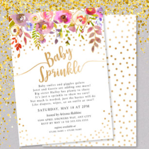 Modern Pink Gold Floral Baby Sprinkle Invitation