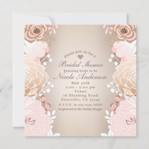 Modern Pink & Gold Floral Bridal Shower Any Event Invitation