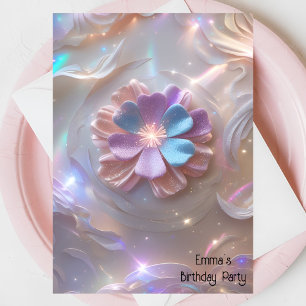 Modern pink gold flower birthday invitation