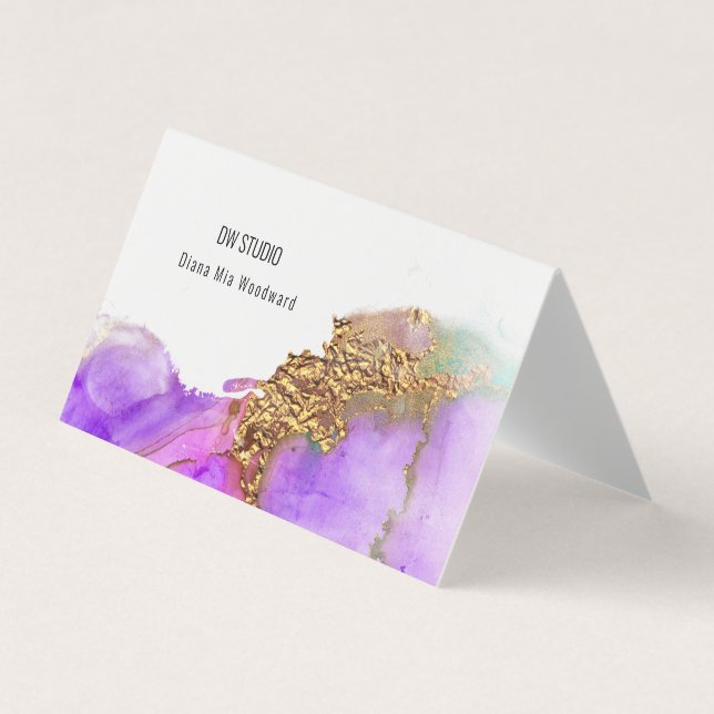 Modern Pink Gold Ink Business Card (Front)