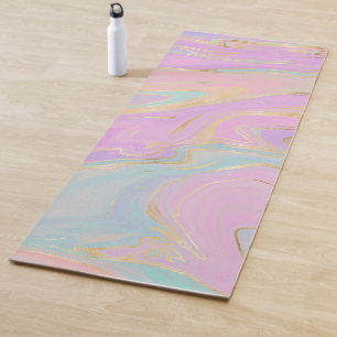 Modern Pink Gold Liquid Swirl Painting Yoga Mat