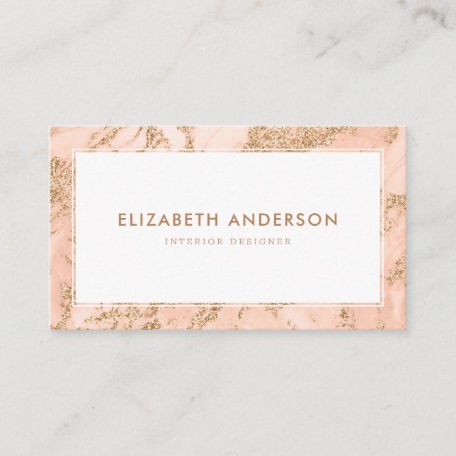 Modern Pink Gold Marble Professional Business Card (Front)