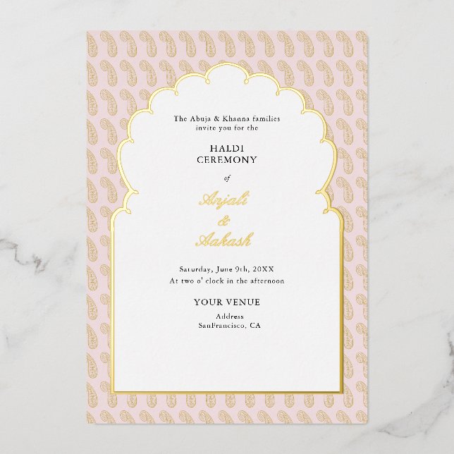 Modern Pink & Gold Mehendi Ceremony Indian (Front)