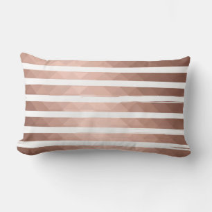 Modern pink gold metalic white stripes chic girl  lumbar cushion