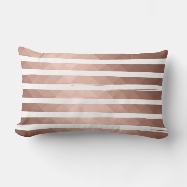 Modern pink gold metalic white stripes chic girl  lumbar cushion (Front)