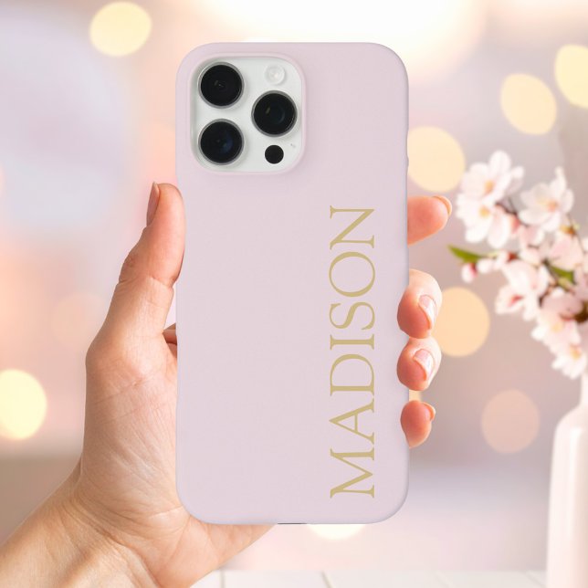 Modern Pink Gold Minimalist Name Monogram Case-Mate iPhone Case (Creator Uploaded)